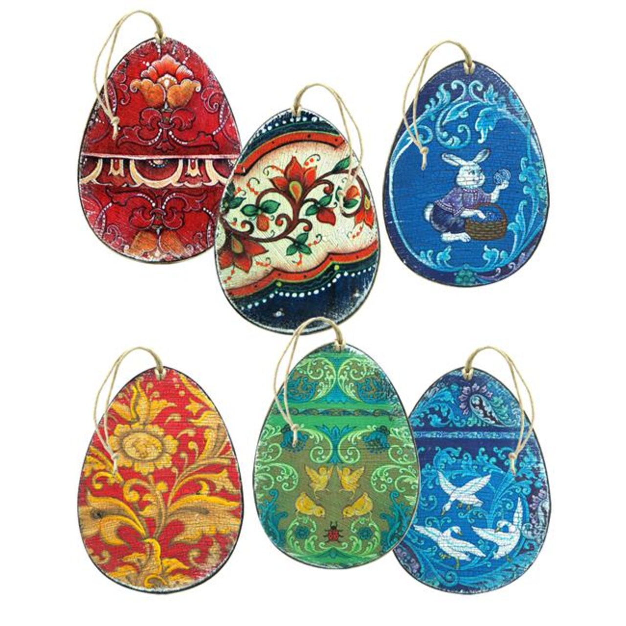 G.DeBrekht 99720S6-O Easter Eggs Wooden Ornaments - Set of 6
